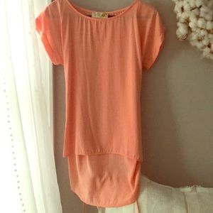 Coral long top with ties in the back